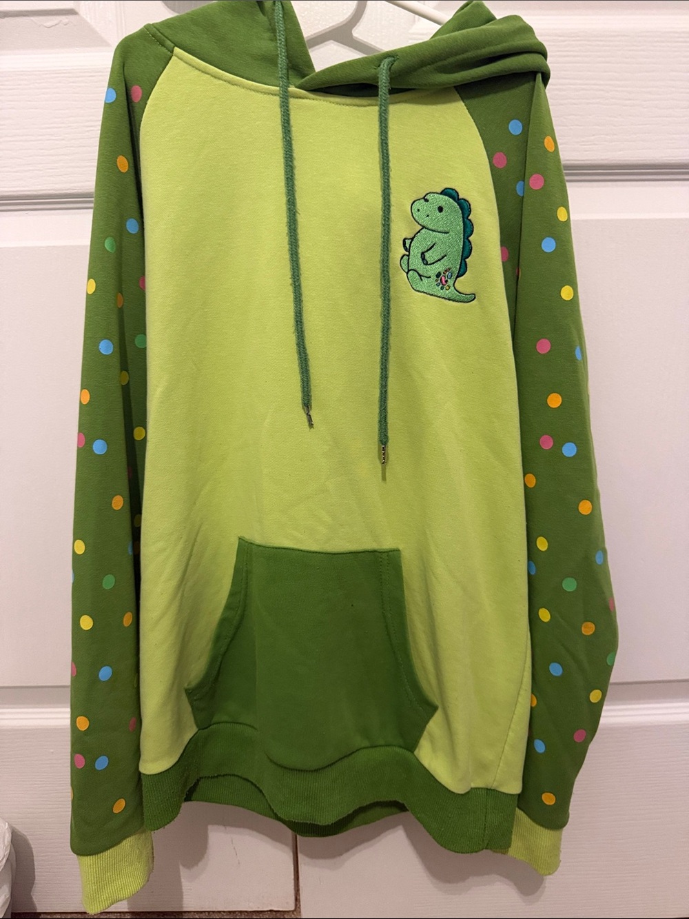 Moriah Elizabeth Pickle Dinosaurs Hoodie Green Center Pocket Size L